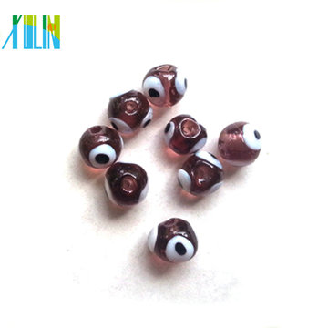 handmade european transparent purple round evil eye beads